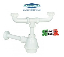 SIFONE LAVELLO PVC SCARICO LAVELLO CUCINA 2 VASCHE ATTACCHI 1.1/2" X ø40 mm.