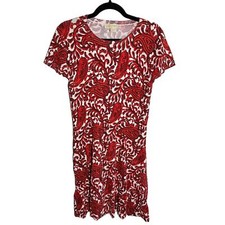Michael Michael Kors Red White Paisley Print Sweater Knit Dress Size Small