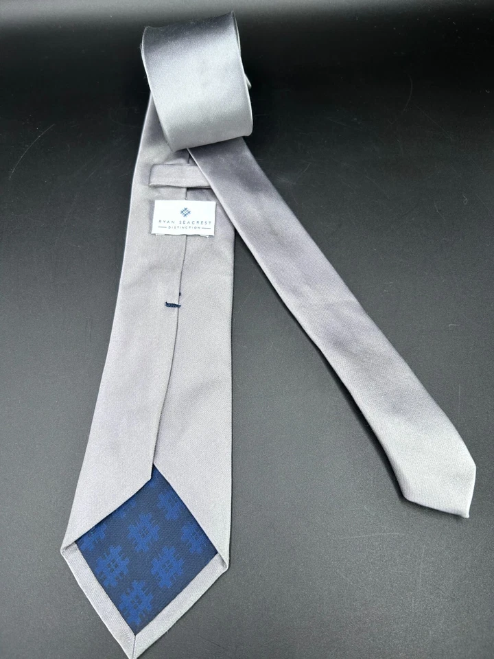 Corbata Ryan Seacrest Mezcla Seda Gris Sólido Oficina de Negocios 60" Foto 4 de 4