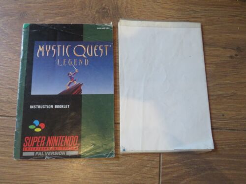 Mystic Quest Legend Snes super nintendo UK Pal Manuale E Mappa - Imagen 1 de 2