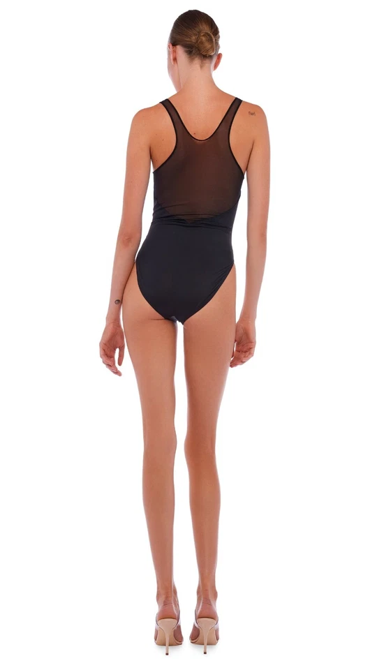 Norma Kamali X7215 Combo Mio Mesh Top One Piece Swimsuit, Black, S - Image 3 of 4