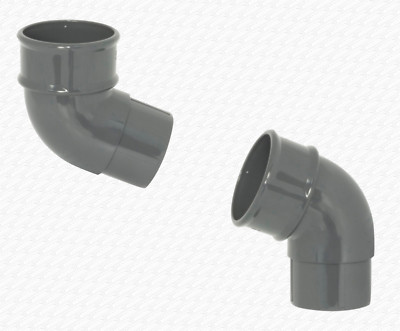 Dachrinne Schwanenhals Fallrohr Regenwasserversatz Bogen Set 68 mm grau für Abflussrohr