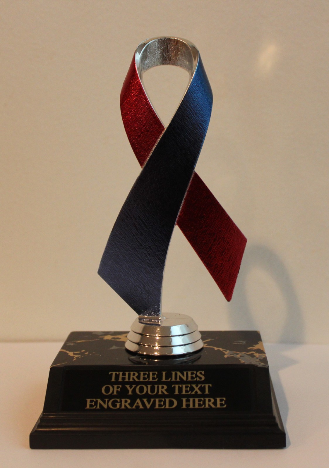 Large Blue and Red Awareness Ribbon Trophy - 7
