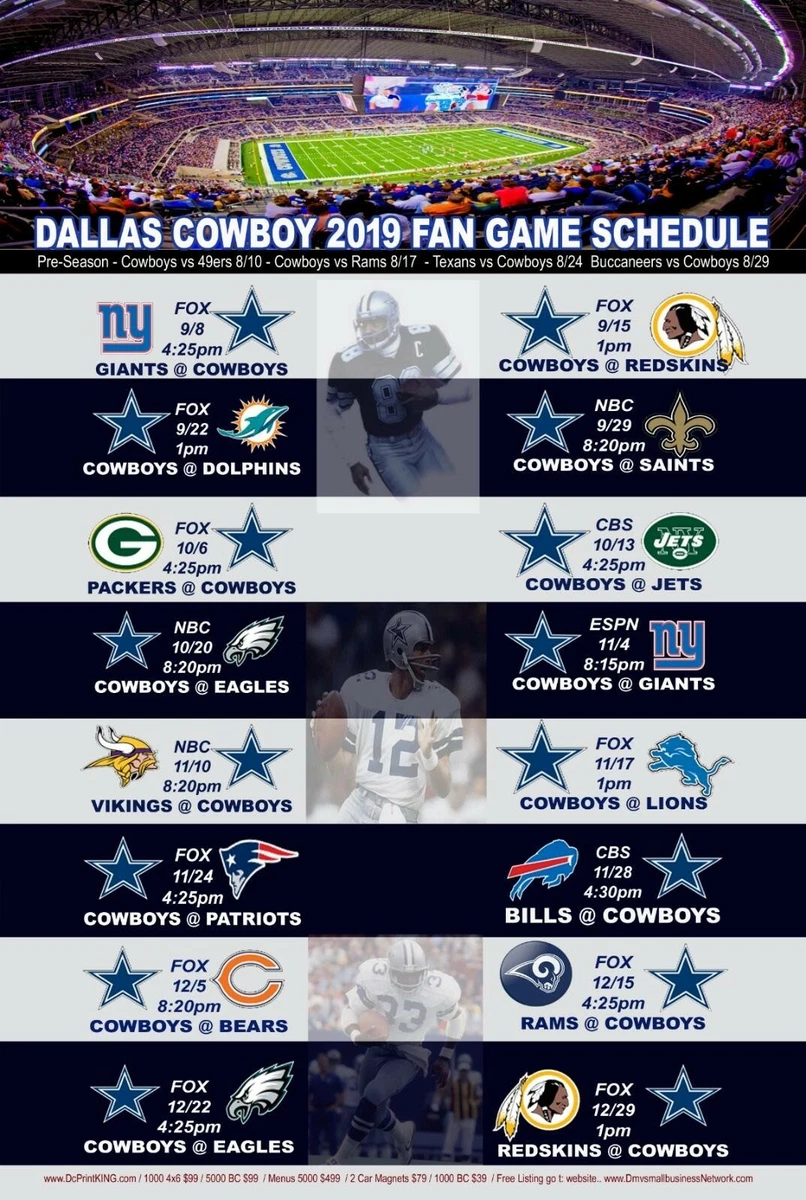 Cowboys outlet schedule 2019