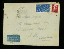 Postal History Italy Scott #225+C17 Censor Airmail 1941 Barga to S Norwalk CT US