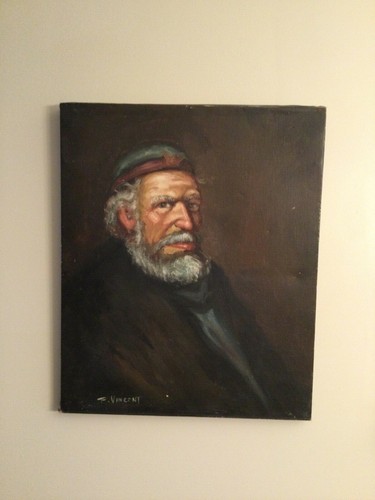 Retrato de pintura al óleo sobre lienzo de colección de F. Vincent - Imagen 6 de 10