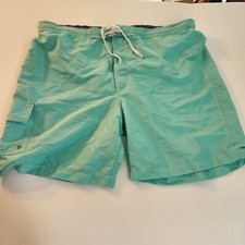 Merona mens swimsuit XXL briefs surf beach trunks pool summer solid aqua sand