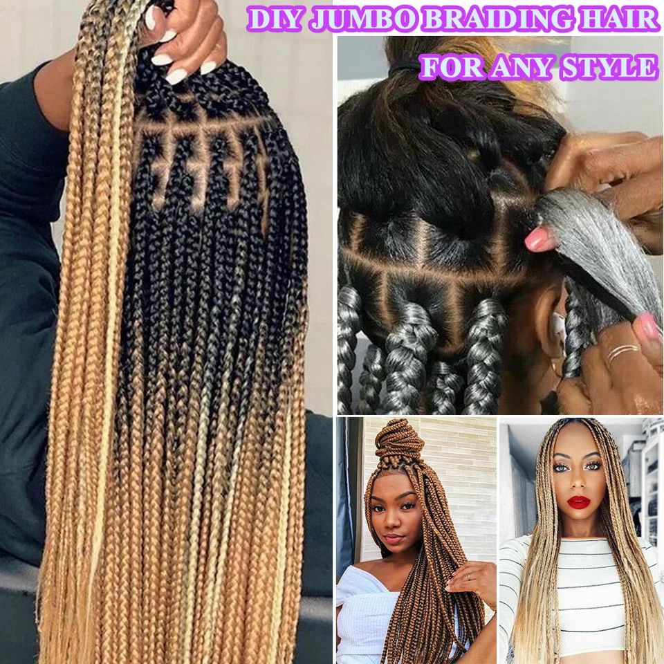 24" Long Jumbo Braiding Hair Extensions Box Braids Afro Twist Ombre For Human US - Image 2 of 4