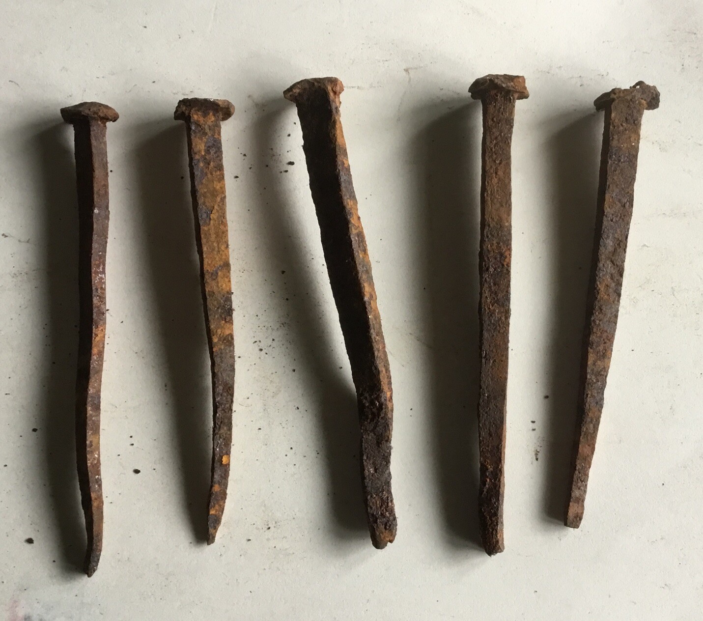 5x Antique Vintage Rusty Nails. 4” Long. Hand Rose Head eBay