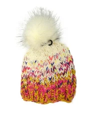 Cejon womens  Knit Winter cold weather Beanie Multi Color Mustard Pompom