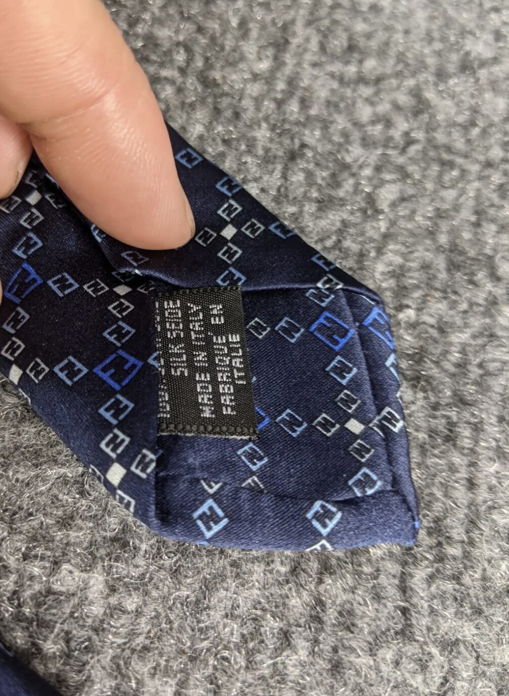 Fendi diamond pattern Logo Pattern Mens Navy Blue… - image 6