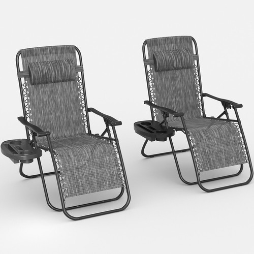 Homall Patio Zero Gravity Lounge Chairs with Pillows – Set of 2, Double Gray