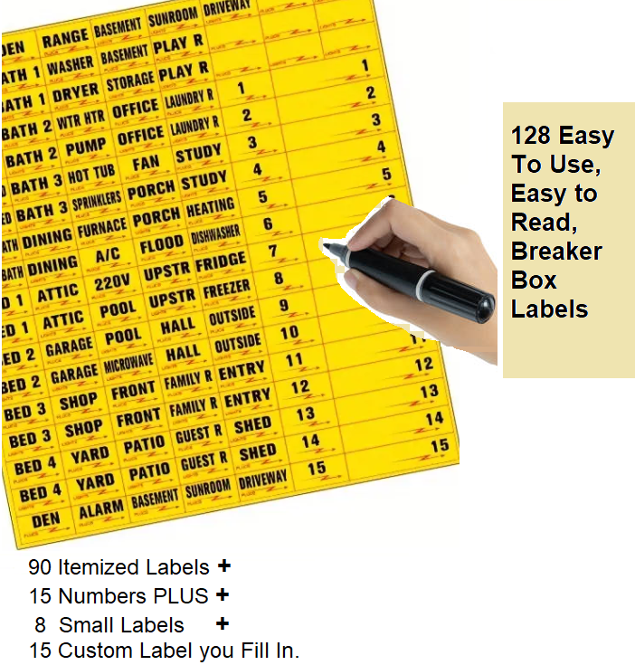 128 Circuit Breaker Labels-Easy to READ Breaker Panel Labels. FREE
