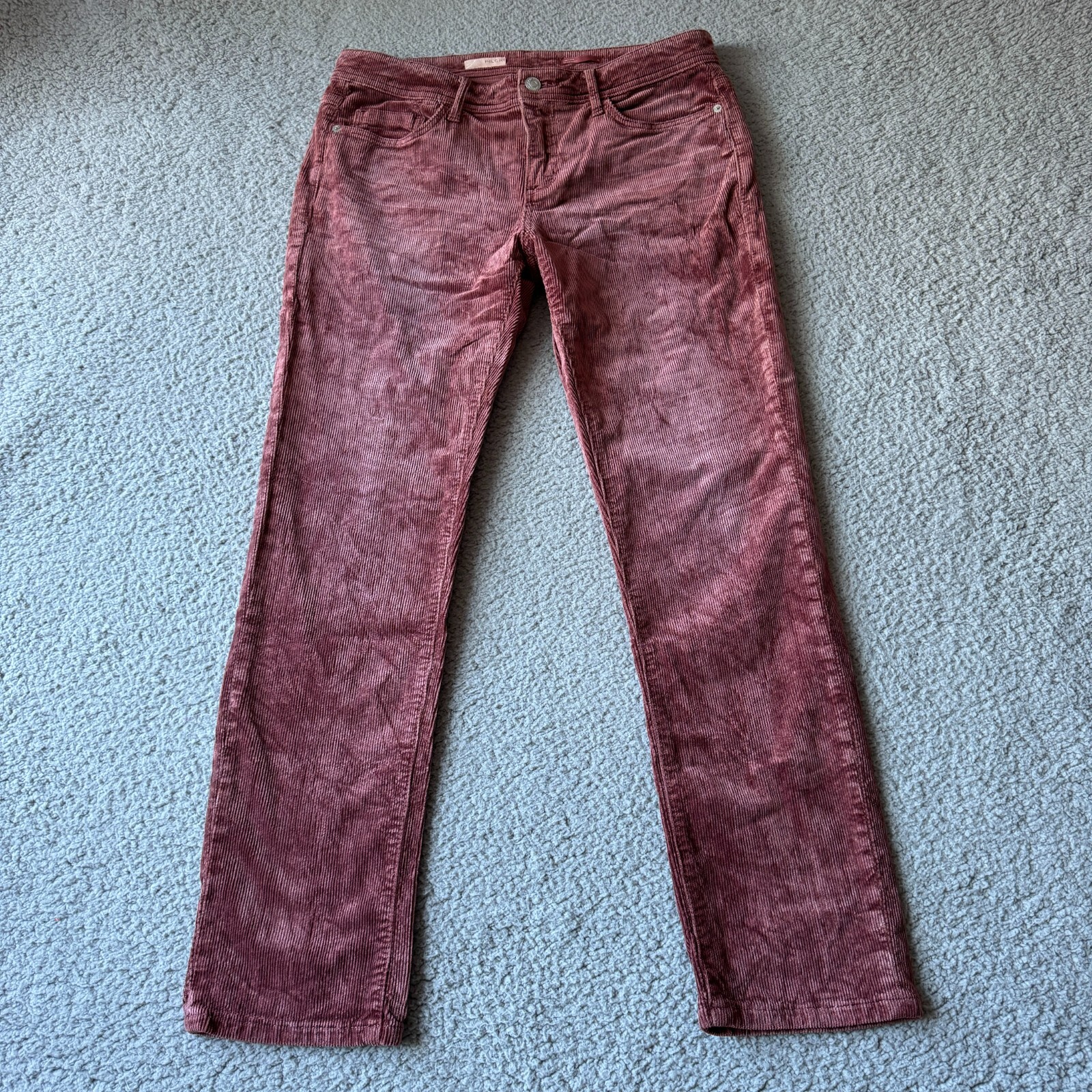 Pilcro Pants Womens 28 Red Slim Boyfriend Crop Corduroy Casual Hipppie Modal