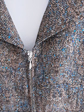 Coldwater Creek Womens Tapestry Zip Blazer Jacket Petite Size M Brown Turquoise