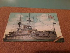 VINTAGE MILITARY POSTCARD HMS MAJESTIC BATTLESHIP to 133 BISHOPS HILL, SUFFOLK