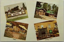 OAKHURST, California Postcard HOLIDAY VILLAGE MOTEL Multi-View c1950s Chrome