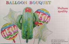5 Pcs Balloons Bouquet Cactus Fiesta Decoration Happy Birthday Mexican Party