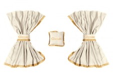 Beige Front Window Truck Curtains Set + Cushion for MAN Mercedes Volvo Scania