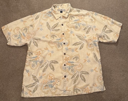 Tommy Bahama Hemd Herren Extra Large Floral 100% Seide Hawaii Strand Surf