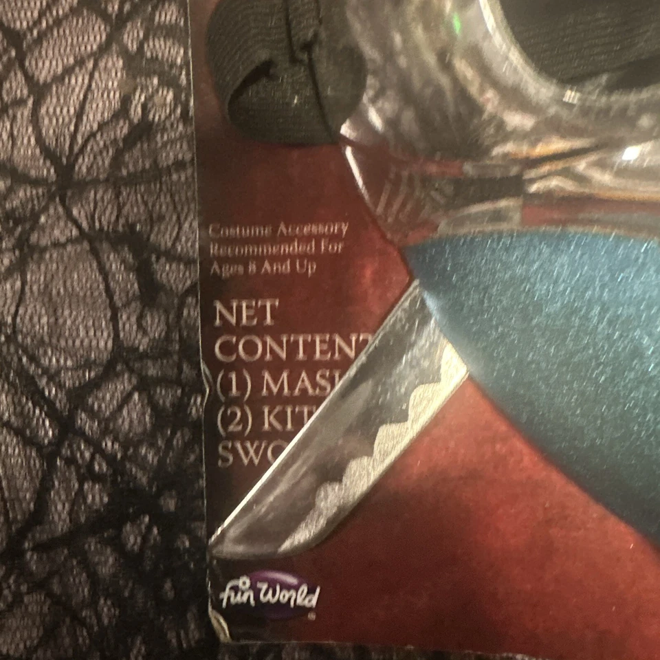 Ninja Chrome Look Blue Mask with 2 Swords Costume Accessory - Image 3 of 4