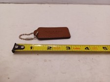 COACH Brown Leather On Chain Purse Hang Tag, Fob, Charm USED SEE 2.5" X 1"