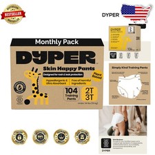 Unisex Toddler Training Pants 2T-3T White OEKO-TEX B Corp Plant-Based Overnight