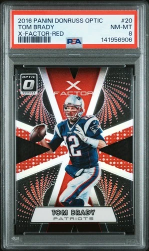2016 PANINI DONRUSS OPTIC X-FACTOR RED #20 TOM BRADY 17/99 PSA 8