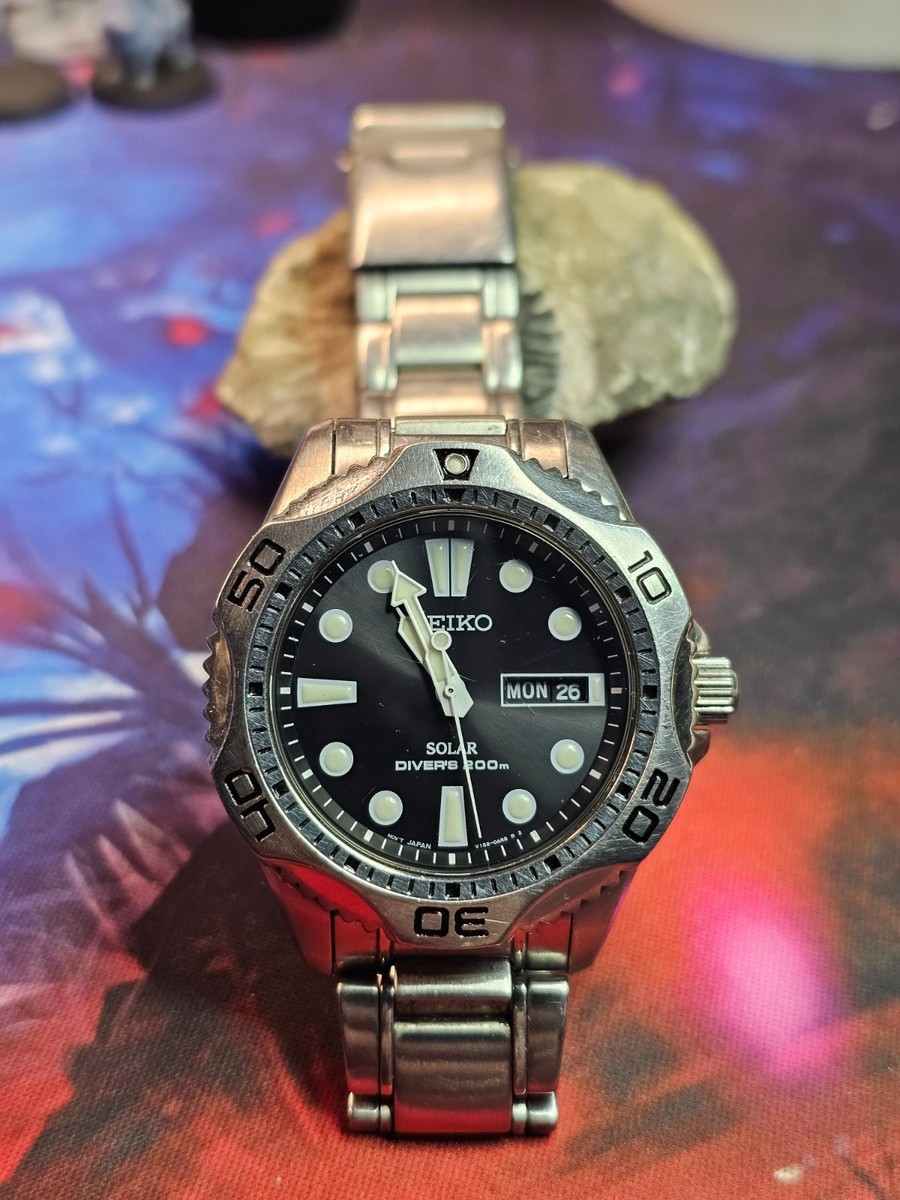 SEIKO Prospex Men's Solar Diver's Black Dial Watch V158-0AE0