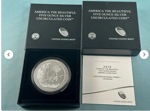 2015 Kisatchie America the Beautiful BURNISHED 5 oz Silver Coin