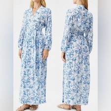 NWOT Melissa Odabash Rachel Wrap Blue Leaf Maxi Dress.  sz L