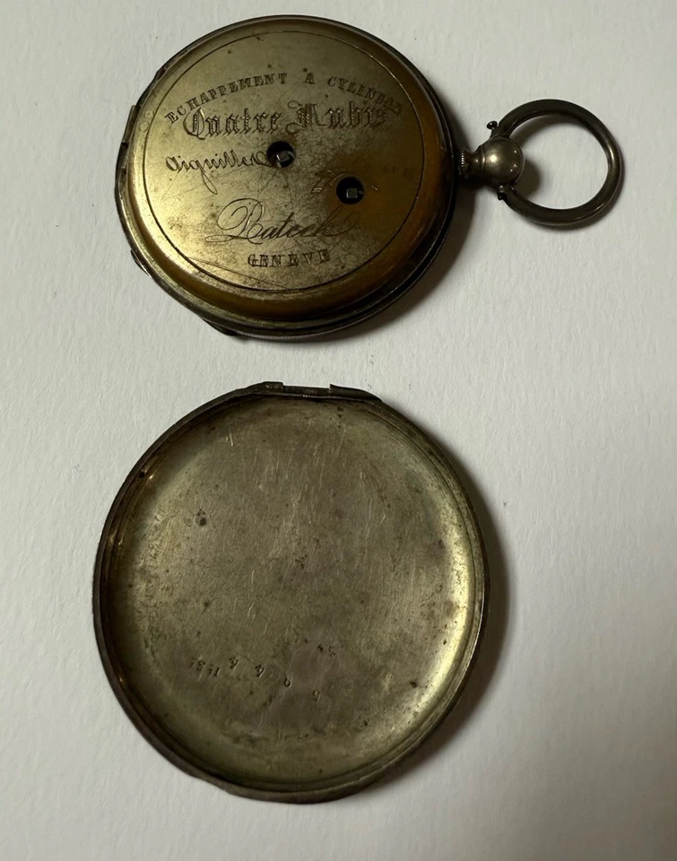 Antiguo reloj de bolsillo Geneve para hombre tono plata llave - para piezas/tal cual Foto 3 de 4