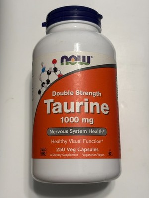 Now Foods Taurine Double Strength 1000 mg 250 Veg Capsules GMP Quality Assured,