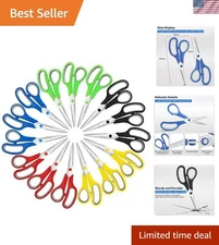15-Pack 8-Inch Stainless Steel Scissors with Comfort-Grip Handles in Multicolor