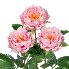 3PCS Peonies Artificial Flowers 24'' Faux Silk Flowers Spray Real Touch Fake ...