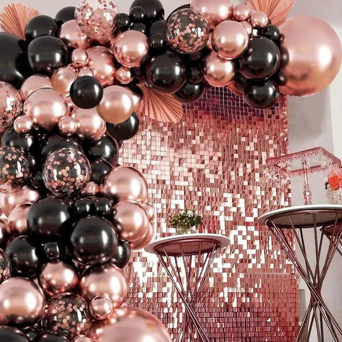 Telón de fondo de pared brillante oro rosa 15 piezas paneles de pared de lentejuelas para telón de fondo de fiesta - Imagen 2 de 6