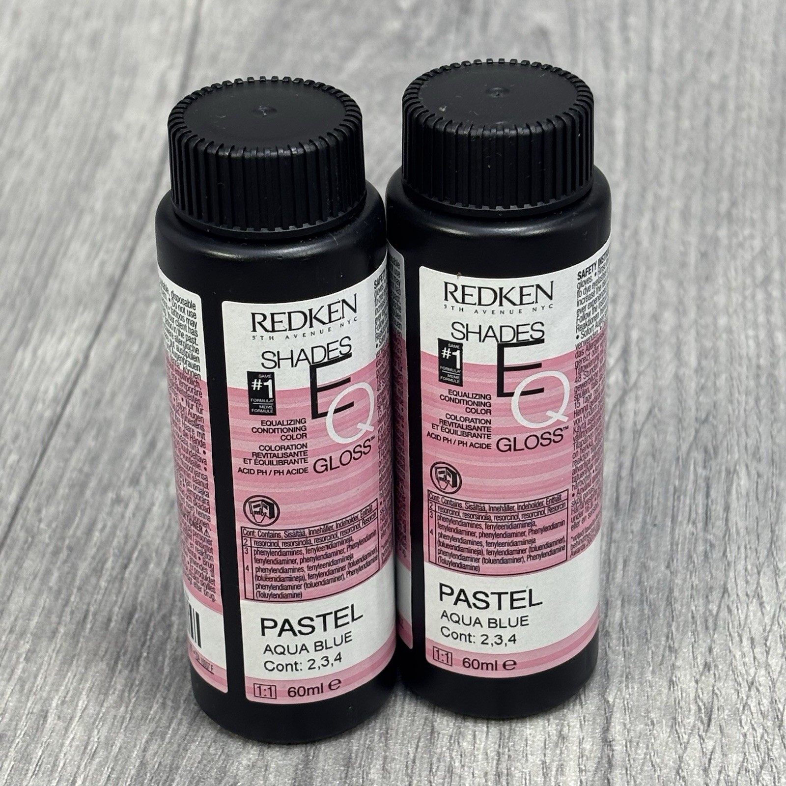 Redken Shades EQ Gloss Pastel Aqua Blue Hair Colour Dye 60ml Bottles Bundle x2