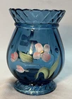 Fenton 4 3/4" Hand Painted And Artist Signed Colonial Blue Vase