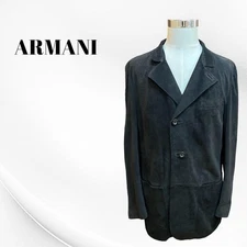 Armani Collezioni suede tailored Jacket Blouson Men Black 