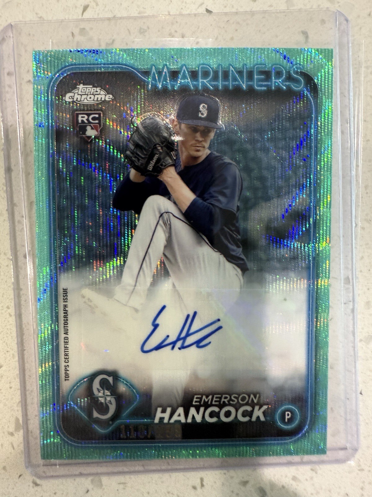 2024 Topps Chrome-RC Auto Emerson Hancock #RA-EH Aqua Wave Refractor /199 