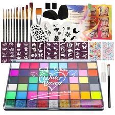 54 Color Face Painting Kit for Kids - Non Toxic Water Based face paint Set wi...