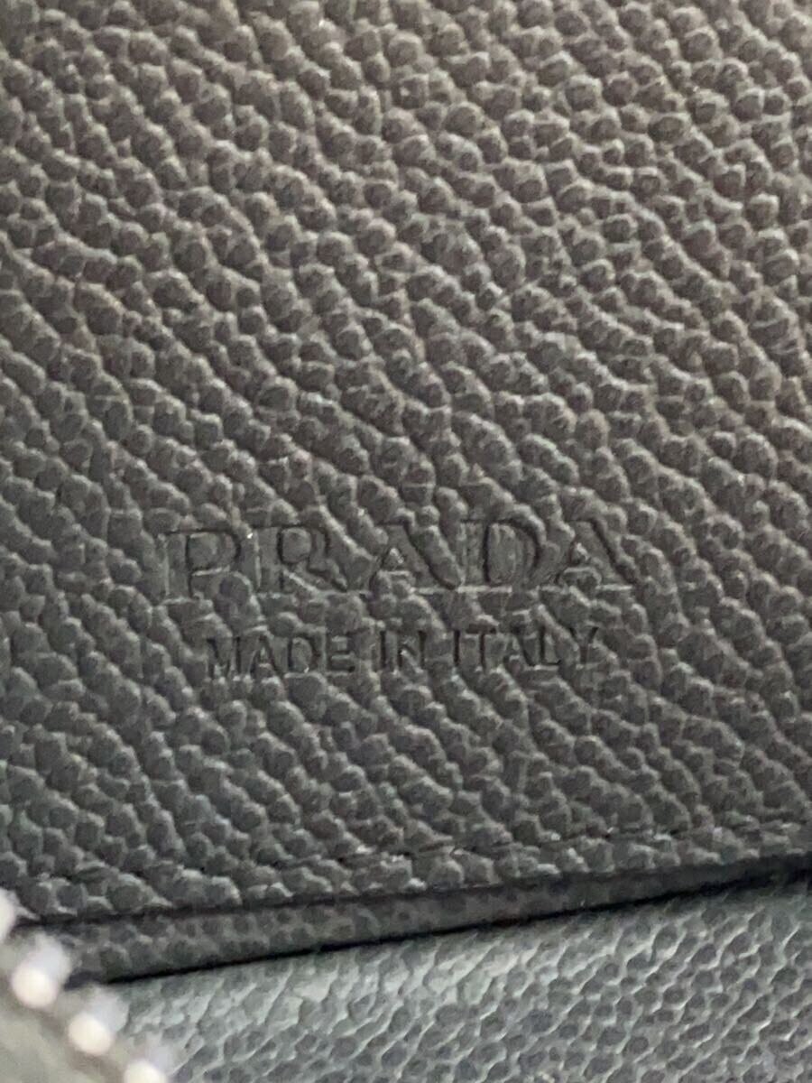 PRADA Card Case Leather Khaki Plain Women's thumbnail 3