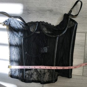 BNWOT Vintage Ann Summers Femme Fatale Black PVC & Sheer Lace Corset Size 36C