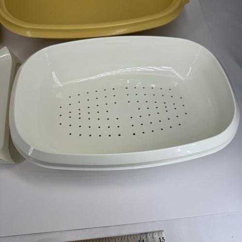 Tupperware Mikrowelle Gemüse Dampfgarer 4 Stück Ernte Gold Vintage - Bild 3 von 16