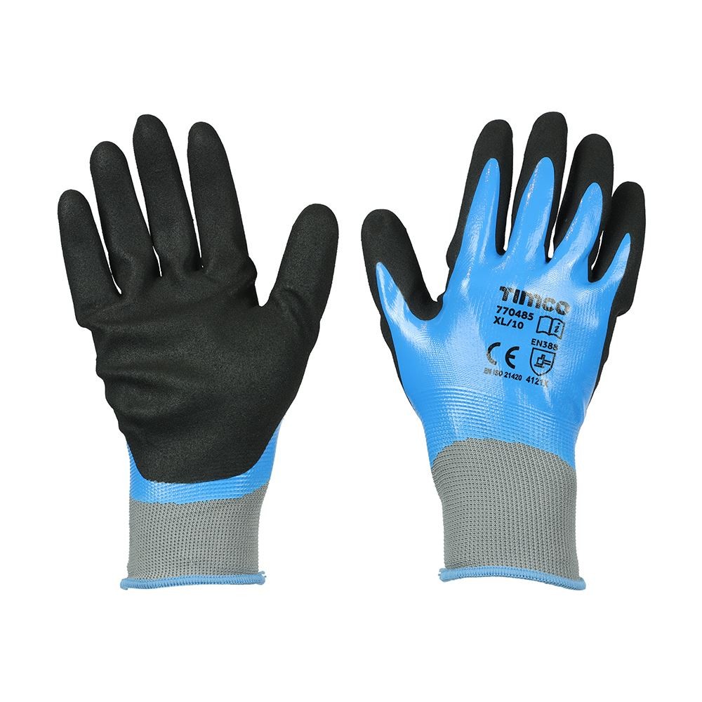 Timco - Waterproof Grip Gloves - Sandy Nitrile Foam Coated Polyester XL - 1 Each