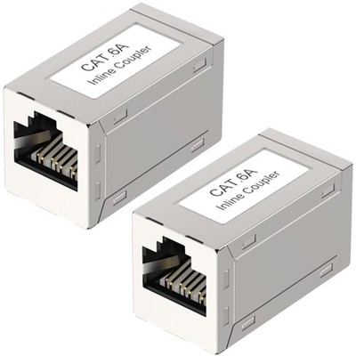 Ethernet RJ45 Kupplung Cat6A 10Gbit LAN Verlängerung geschirmt 2 Stück