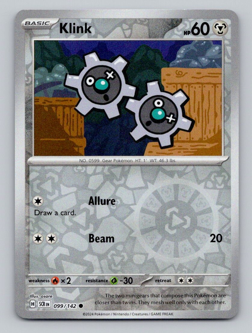 Reverse Holo Klink 99/142 Common Stellar Crown Pokemon