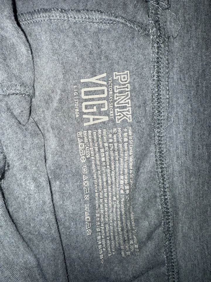 Leggings Vintage VS PINK Gris Blanco Azul Logotipo Perro Rayas Tobillo tiro alto Grandes Foto 3 de 4