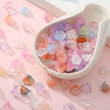 100Pcs Glass Bellflower Beads for Jewelry Making Mixed Color Trumpet Flower Bead