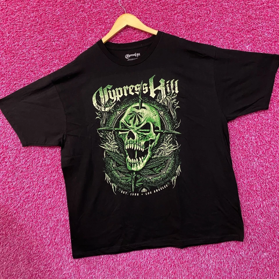Camiseta Cypress Hill Twin Pipes Verde Calavera Hiphop 3XL Foto 3 de 4